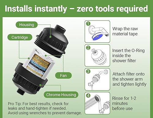 Miniatura 7 de El filtro de ducha de 25 etapas evita la acumulación de incrustaciones, revitaliza las uñas de la piel del cabello con agua purificadora, suavizante