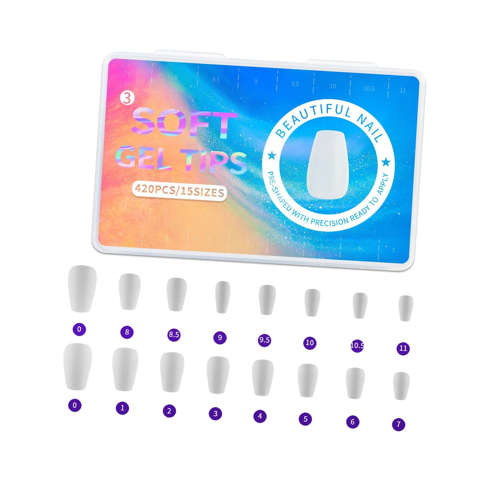 SECRET DESIRE 420 Pieces Gel Nail Tips Clear for Acrylic Nail Dip Powder Nails Gifts Women Style C