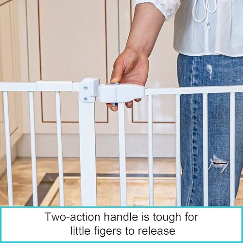 Miniatura 9 de Puertas para bebés de 58 pulgadas extra anchas  Puertas para bebés para escaleras, puertas para perros con cierre automático, incluye extensión de 4