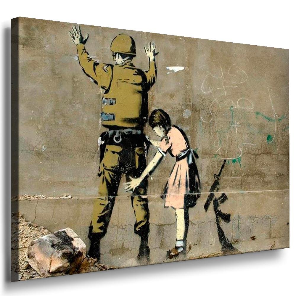 Banksy - Dipinto originale da parete su tela incorniciata, 30 x 20 cm, profondità 18 mm
