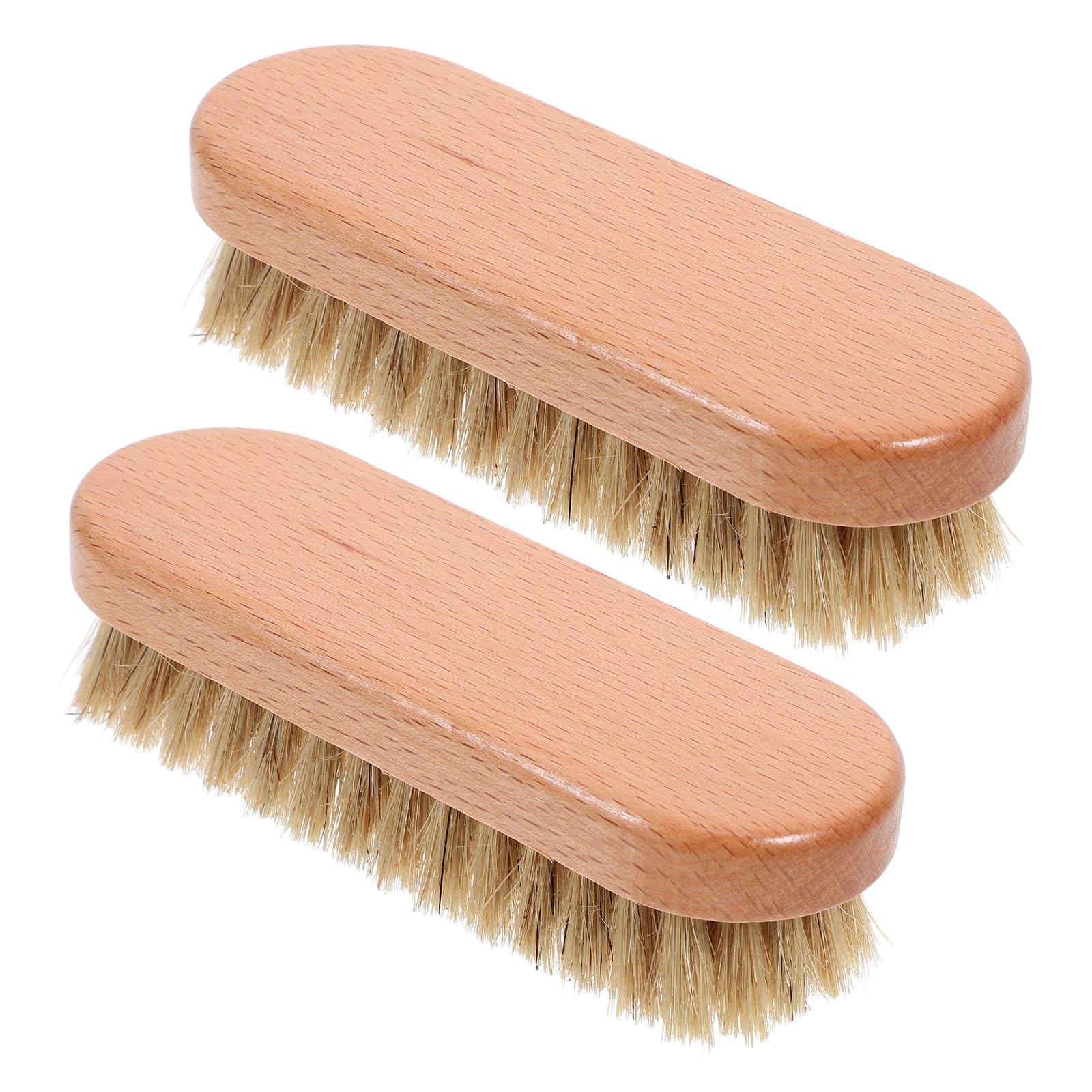 Cepillo de cerdas para limpiar zapatos evita manchas de betún con mango de madera 2 uds