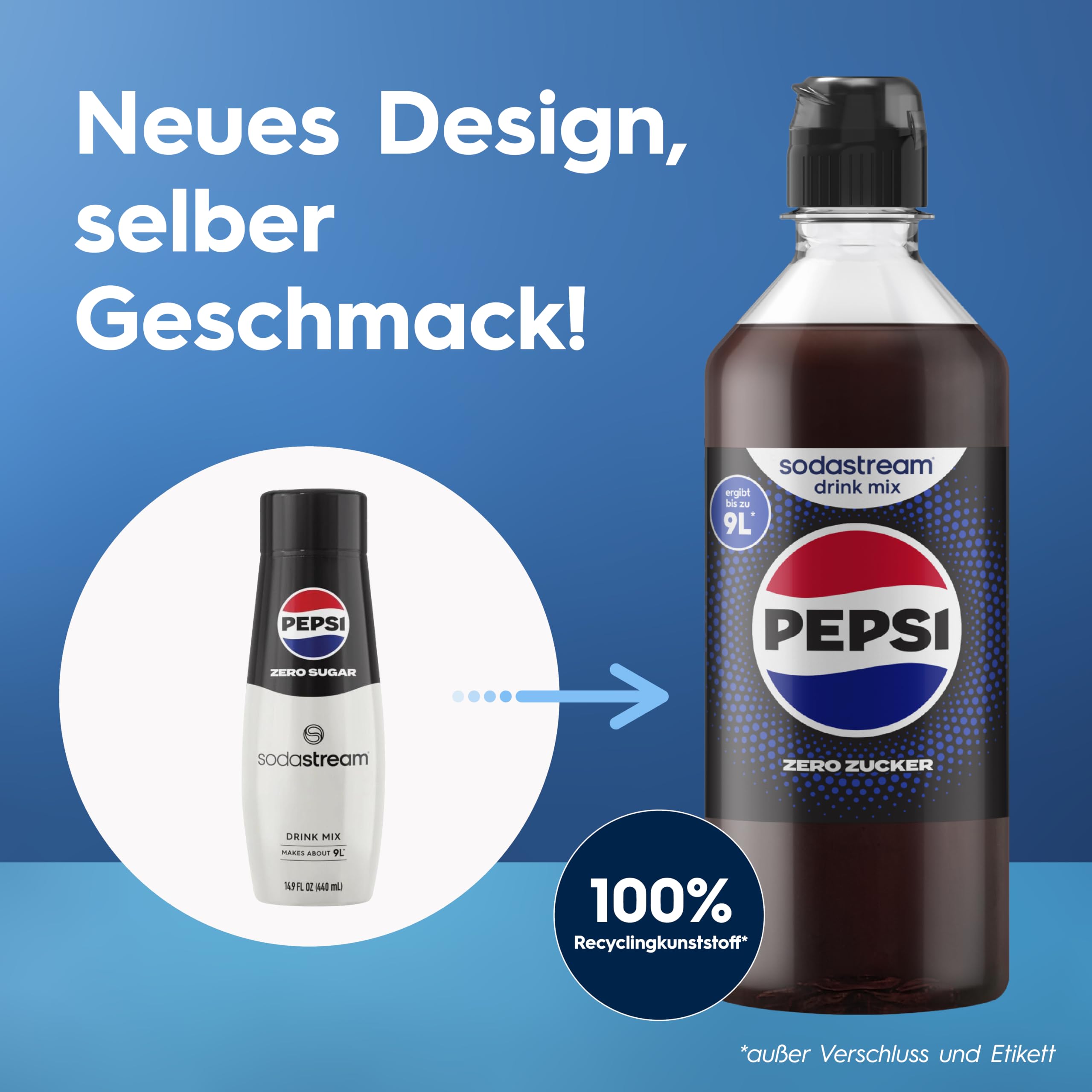 Sodastream drink mix Pepsi Zero Zucker, 4er-Pack Cola Sirup für Wassersprudler, Getränkesirup zuckerfrei, mit echtem Pepsi Geschmack, 4 x 440 ml