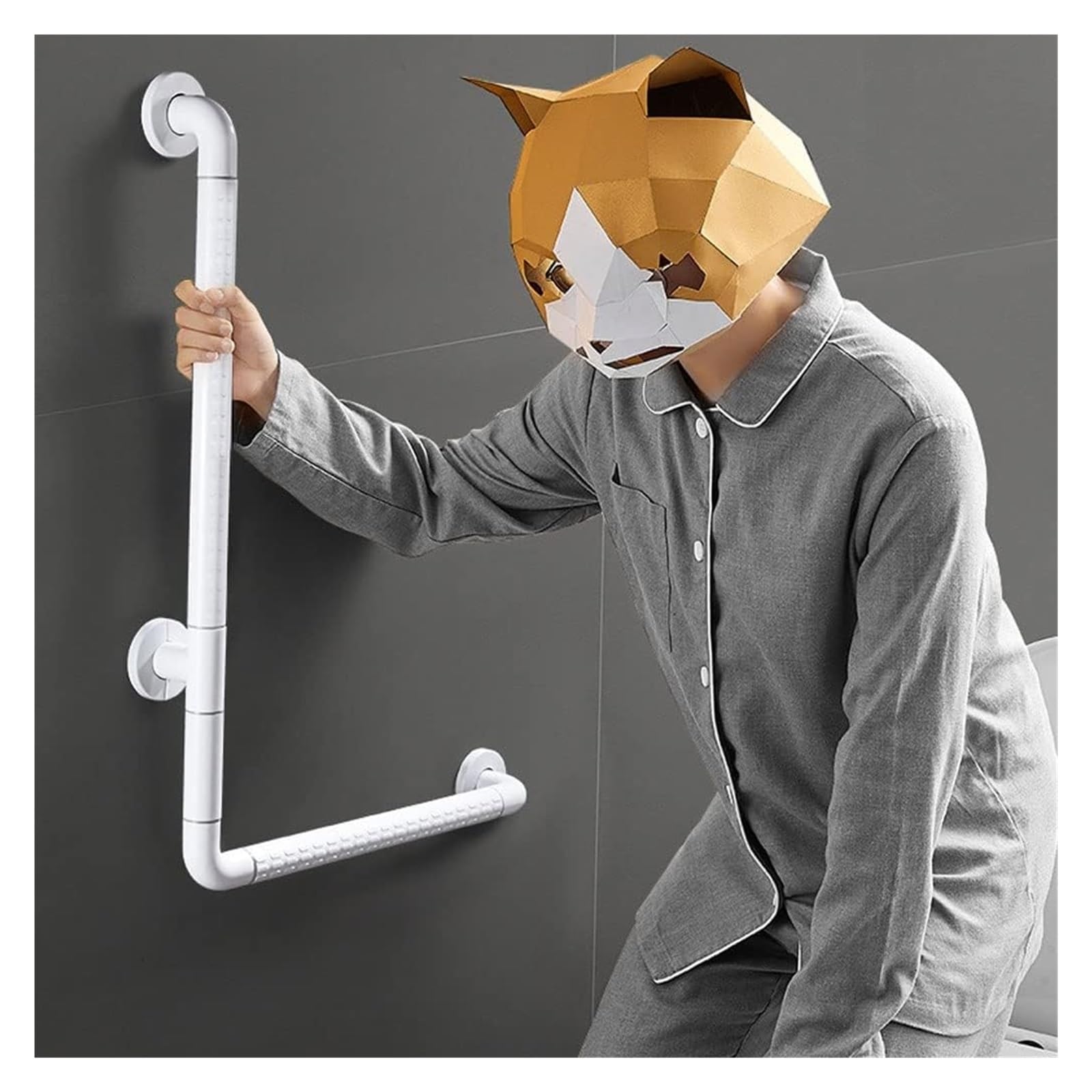 Barras de apoyo en forma de L for bañeras y duchas,Barras de apoyo en ángulo vertical de acero inoxidable con círculos luminosos,Pasamanos de baño antideslizantes for discapacitados for mujeres embara