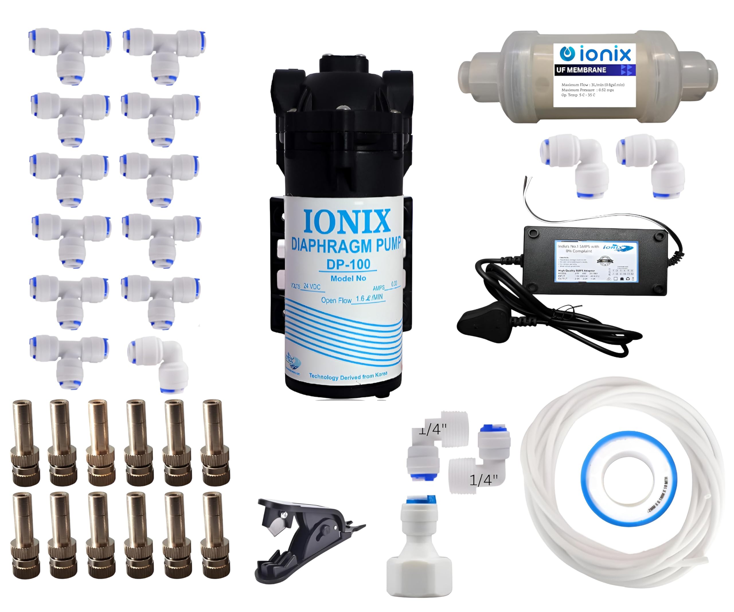 IONIX High pressure Misting System Kit with Nozzles, Mist Pump, smps, Pipe 20mtr, Connectors etc. for Terrace/Balcony/Garden Cooling/Animal husbandry/Hydroponics/fish farming (B0D66WF8C8) Amazon Price History, Amazon Price Tracker