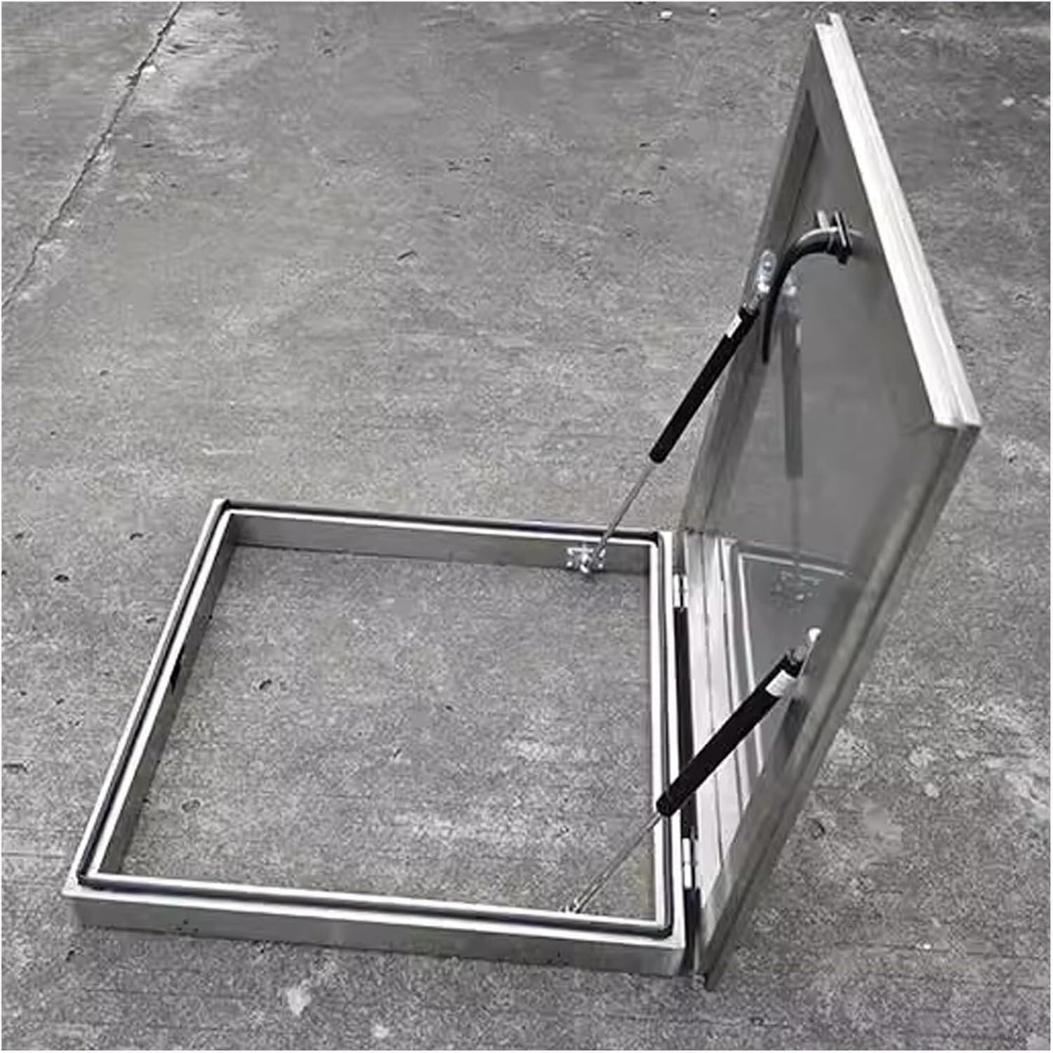 VUIKLCty Stainless Steel Manhole/cellar Exit Cover, Square Windproof Skylight Cover, Escape Hatch Cover(85 * 85cm)