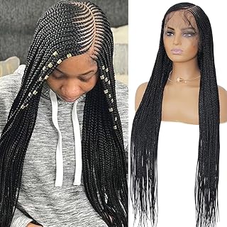 36" Braided Wigs for Black Women Full Lace Front Box Braids Wig with Baby