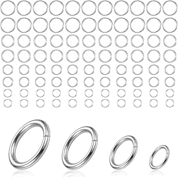 2000Pcs Stainless Steel Jump Rings for Jewelry Making, 4 Sizes 4-7mm Silver Jump Rings Round Ring Connectors, 20 Gauge Thickness Mixed Size