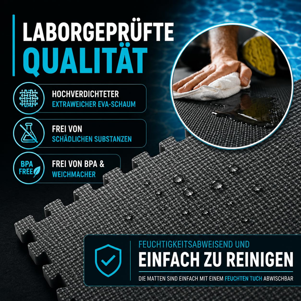 poolomio® Bodenschutzmatte Pool 8 Stück XXL 50x50 cm – Poolmatte Outdoor, rutschfest & isolierend – Pool Unterlage Schutzboden für Whirlpool & Aufstellpool, Eva Puzzle Matte grau