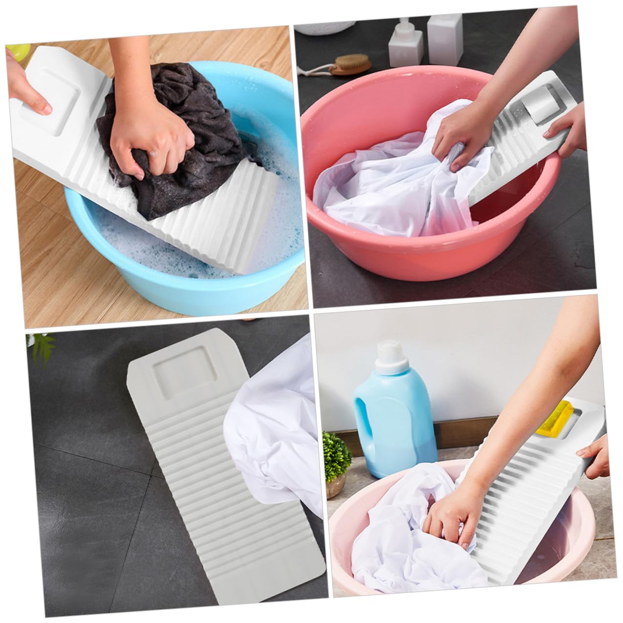 GARVALON Kunststoff Waschbrett für Wäsche zum Reinigen von Babybekleidung und Schals Robust mit Starker Reibungsstruktur für Camping und Reisen Weißes Abs Material