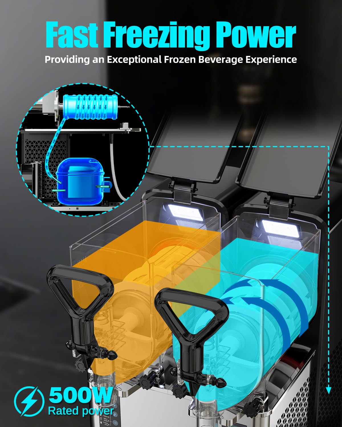 GSE Máquina de granizado profesional de 6 l con 2 tanques independientes y pantalla LCD – 4 programas (margarita, cóctel, granizado, jugo congelado) – Ideal para gastronomía, bar, fiesta en casa