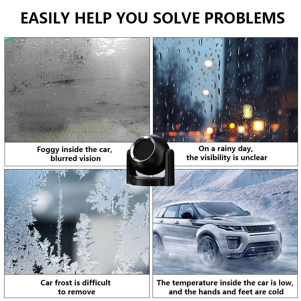 Calefactor Mechero Coche 12v, 120 W Ventilador Calefactor Coche, 2 en 1 Disponible en Frío y Calor, Giratorio 360°, Calentador Coche, Calefactor Coche Descongelador