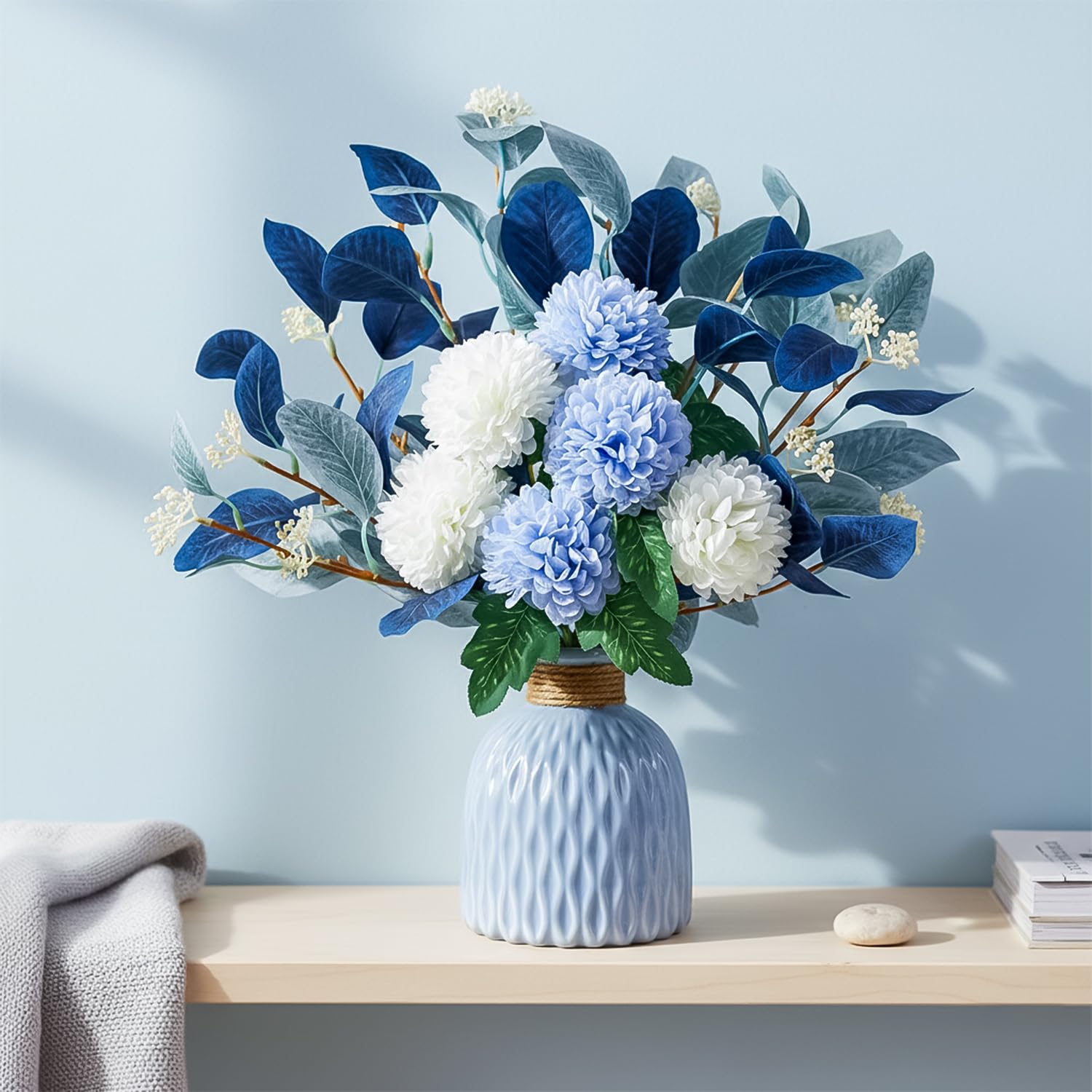 Nostrae by Ekhasa Chrysanthemum Flower Ceramic Vase with Artificial Flowers| Medium Flower Pots with Artificial Flowers for Home Decor Table Living Room Office Wedding & Gift-image-8