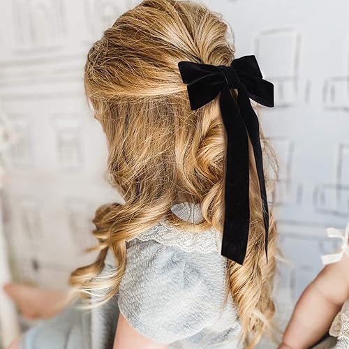 Miniatura 6 de 2 lazos de terciopelo para el cabello, pinzas de cinta para el cabello negro, pinzas de cocodrilo para otoño, accesorios para el cabello para