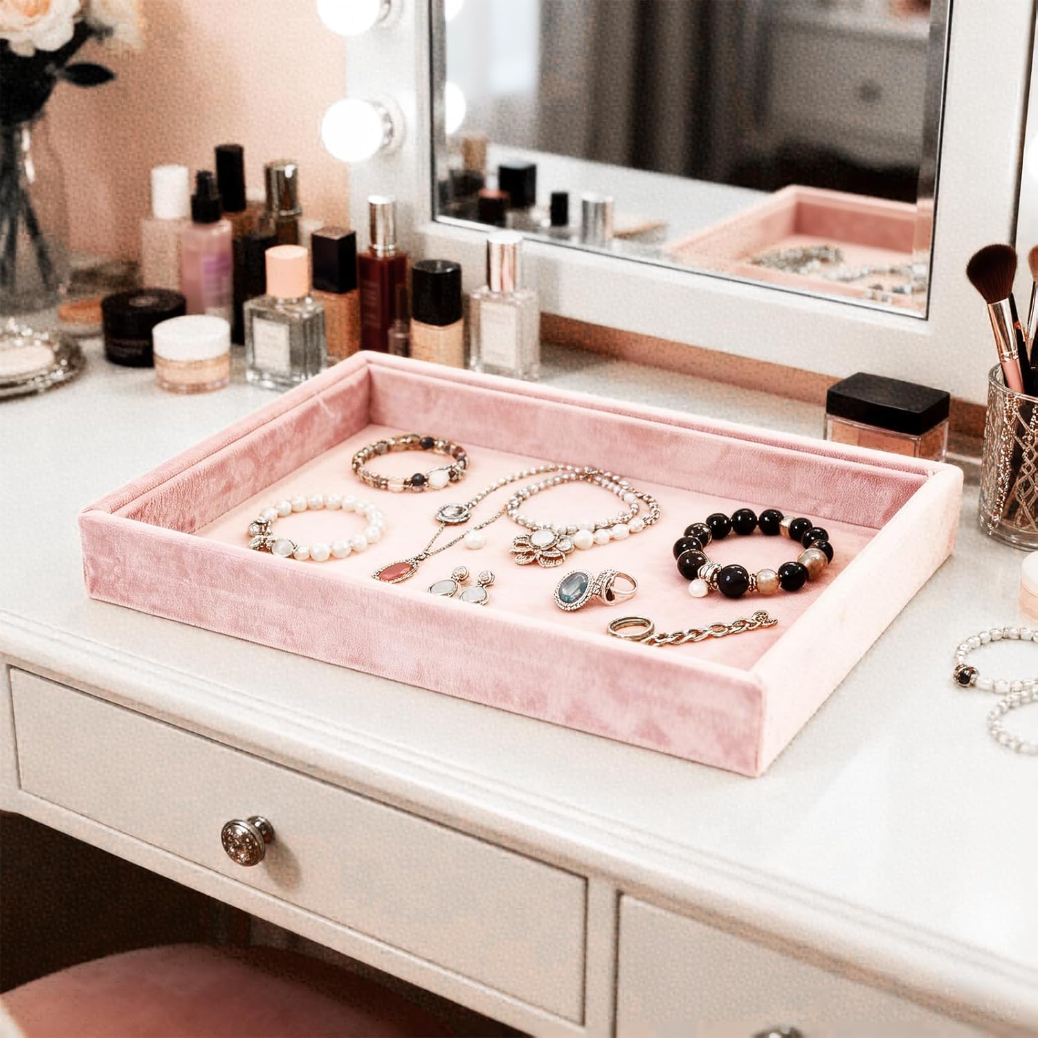 DYNWAVE Jewelry Organizer Jewelry Drawer Insert High End Velvet Jewelry Display Holder Jewelry Storage for Home Gifts for Girls Women - Image 7