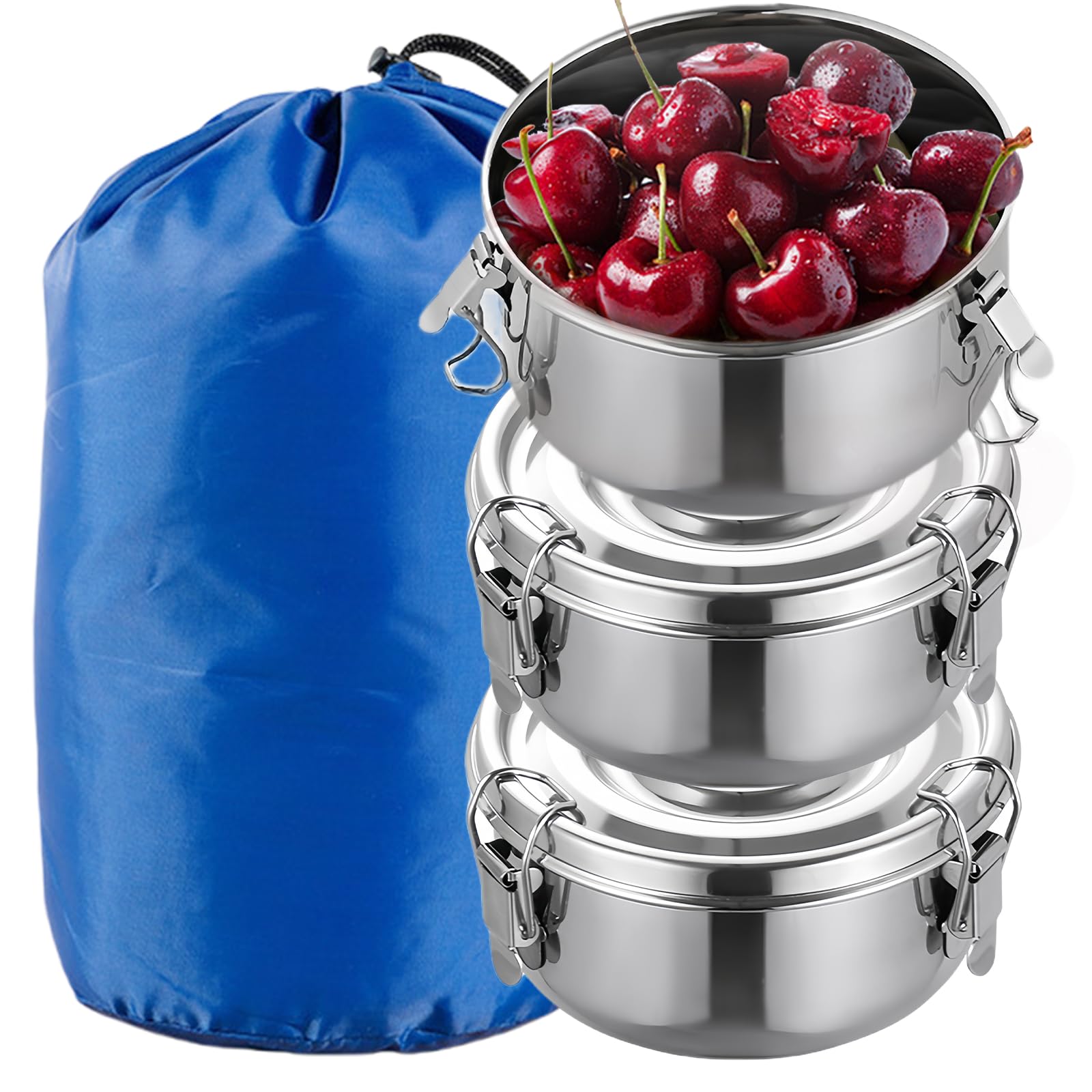 Edelstahl Brotdose 2000ml - Auslaufsicher & Mit 3 Fächern