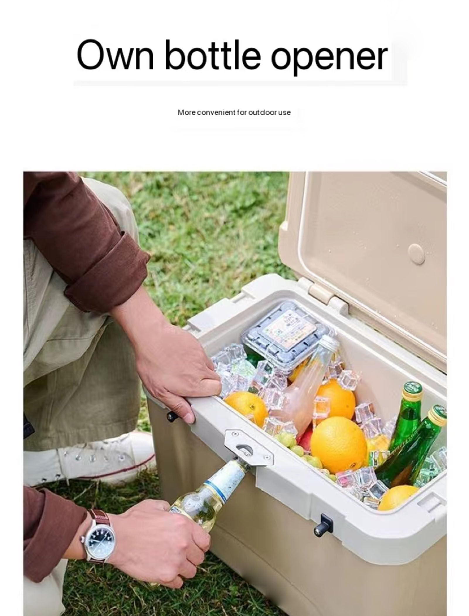 Cooler Premium do codziennego użytku, izolowana, formowana rotacyjnie lodówka na lód do ciasnych przestrzeni, z kółkami, skrzynia na lód do picia na plaży (Khaki)