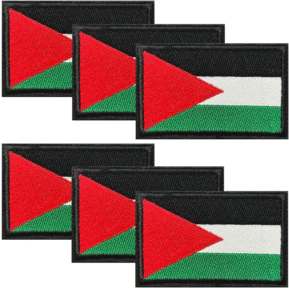 6 PCS Palestine Palestinian Flags Emblem Iron On Sew On Patches for Jeans Backpacks Hats Bag Jackets Vest Clothing Uniform Harness Coat,Tactical Military Embroidered Applique Patch,DIY Accessories