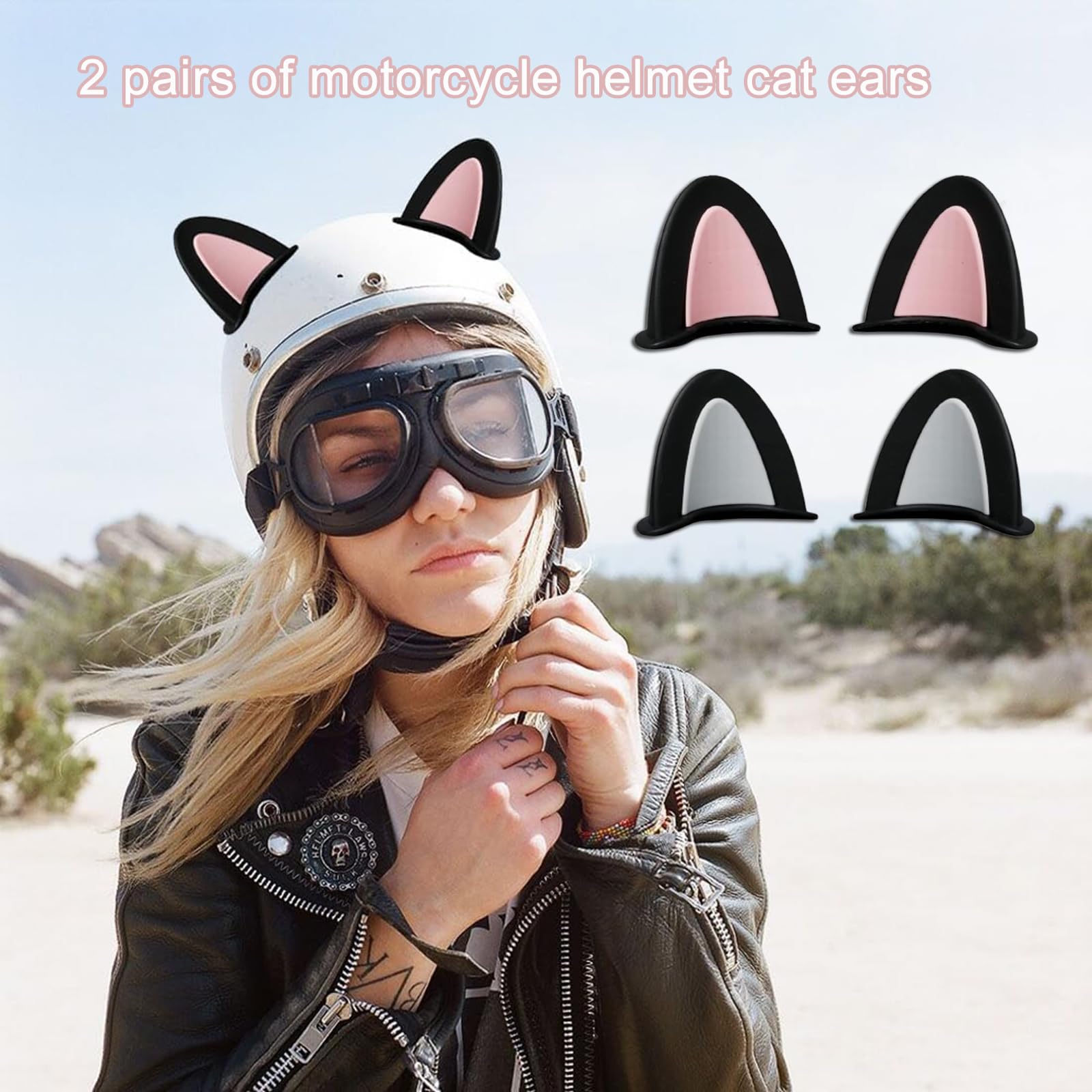 Oreilles De Chat Pour Casque Moto – Accessoire Mignon Et Fun En ABS, Noir/Rose Ou Noir/Gris, Autocollant Solide, Idéal Ados Et Adultes