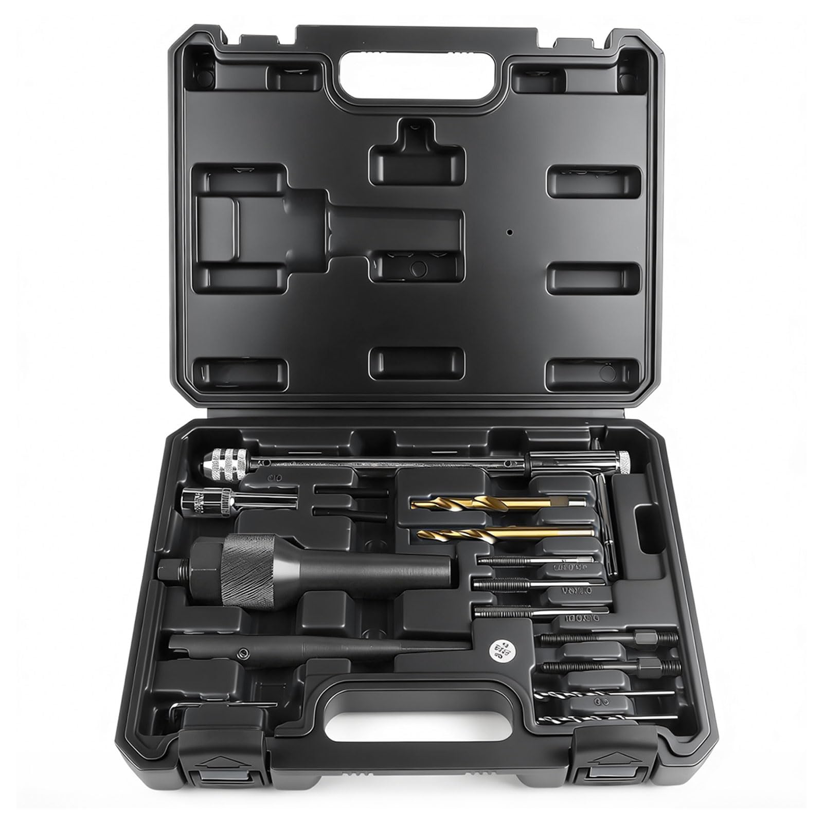 EXLECO Juego de Herramientas de Extracción de Bujías Incandescentes - 16 Piezas, Kit de Herramientas para M8 y M10 Bujías Incandescentes Dañadas, para Reparación de Bujías Incandescentes, Negro