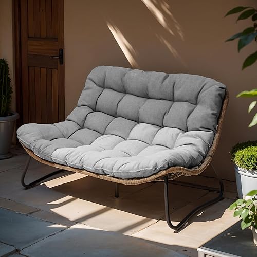 Miniatura 8 de Crestlive Products Sofá biplaza para exteriores, 2 piezas, juego de conversación para patio, muebles de ratán bohemio para todo tipo de clima con