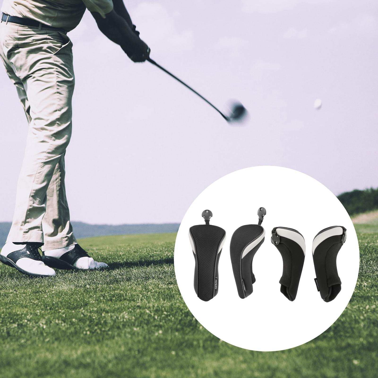 F Fityle 4X Nylon Golf Hybrid Club Head Covers Núm. Intercambiable Tag Golf Accs Durable Gift Utility para Exteriores Sports Woods Driver