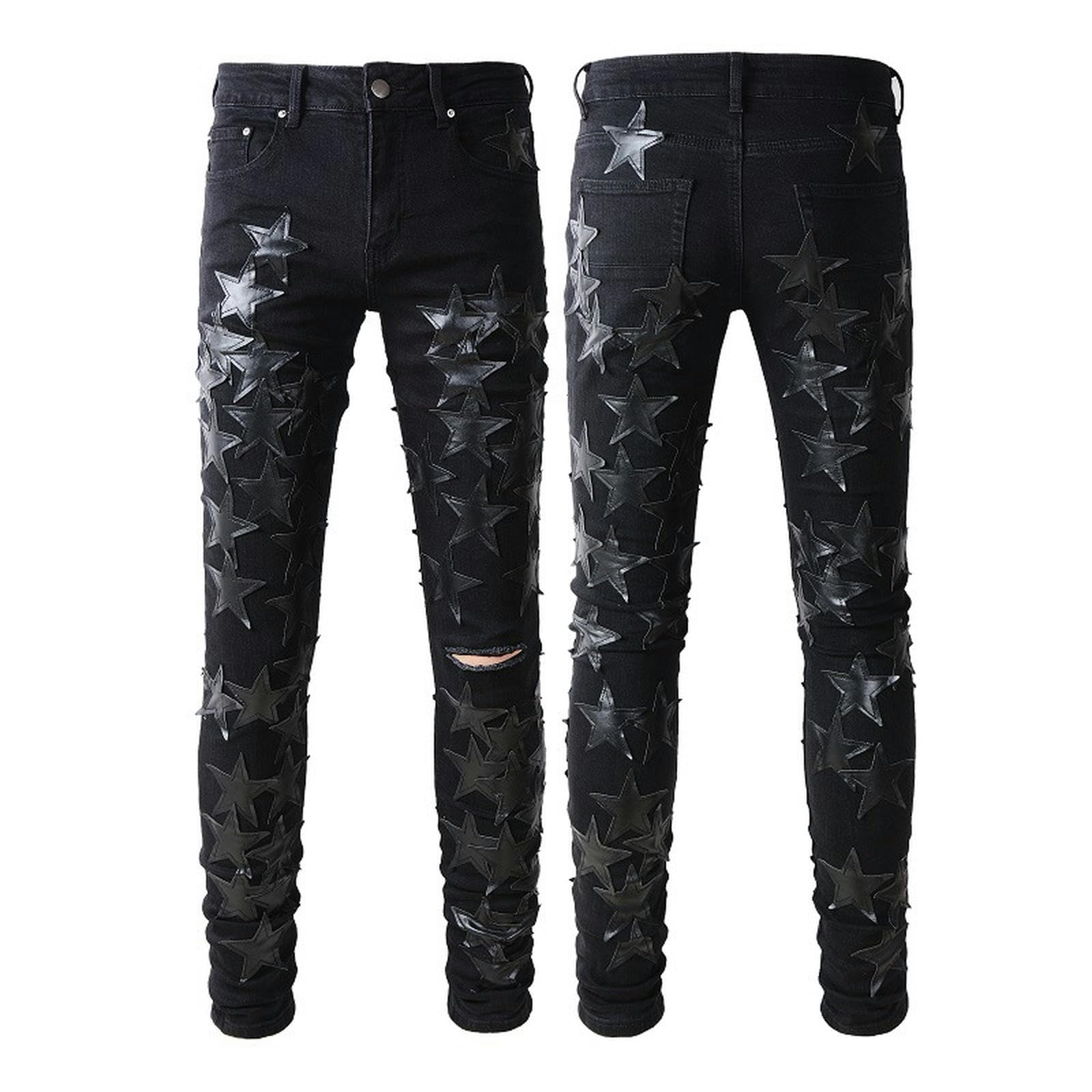 Jeans con Cucitura a Stella a Cinque Punte, Jeans alla Moda, Elasticizzati ad Alta Tecnologia, Dimagranti
