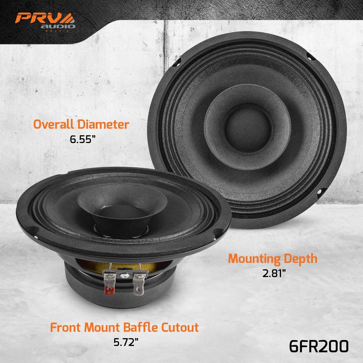 PRV AUDIO 6FR200 6 Inch Full Range Speaker, 8 Ohms, 200 Watts Continuous Program Power, 100 Watts RMS Power, 92.5 dB, Full-Range Driver, Loudspeaker for Pro Audio Systems (Single)