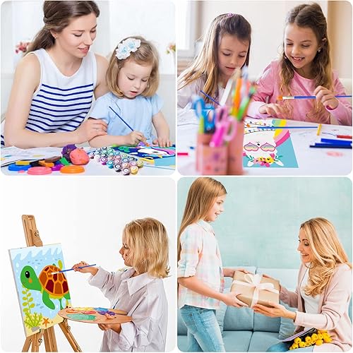 Miniatura 7 de CarlonLin Paquete de 4 pinturas enmarcadas por números para niños, pintura por números para niños de 8 a 12 años, kits de pintura por números para