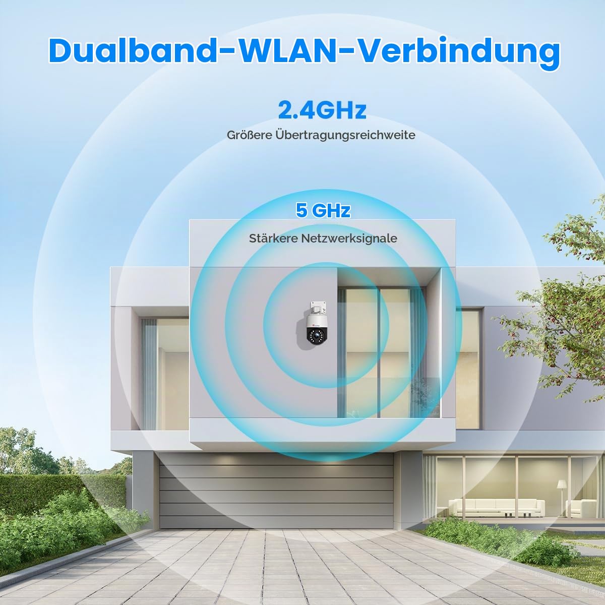 Ctronics 4K 8MP 5X Optischer Zoom Überwachungskamera Aussen WLAN 2,4/5GHz, PTZ WiFi IP Kamera Outdoor Personen/Fahrzeug/Tiererkennung Auto Verfolgung 50M Farbnachtsicht 2-Wege Audio Metall/Cloud | PTZ WiFi IP Camera Outdoor People/Vehicle/Animal Detection