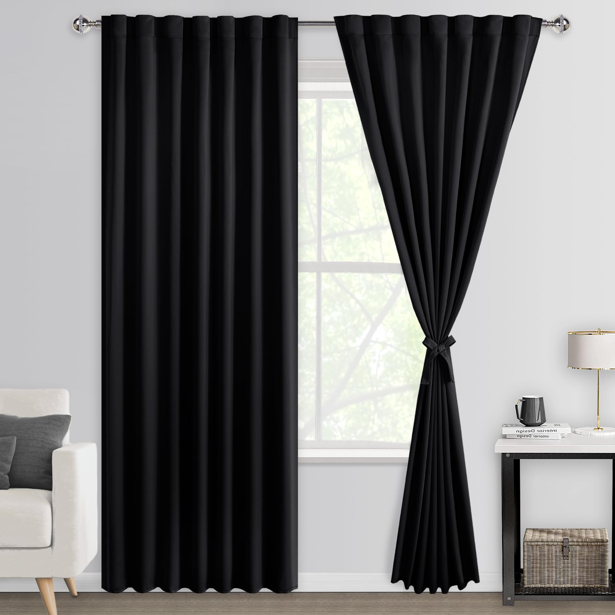 Rideaux occultants de 213 cm DWCN : lot de 2 grands panneaux isolants thermiques pour le salon