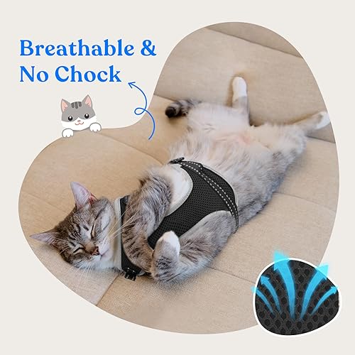 Miniatura 3 de Supet Arnés para gatos y correa para caminar a prueba de escape, arnés ajustable para gatos, arnés de fácil control para gatos pequeños para gatitos