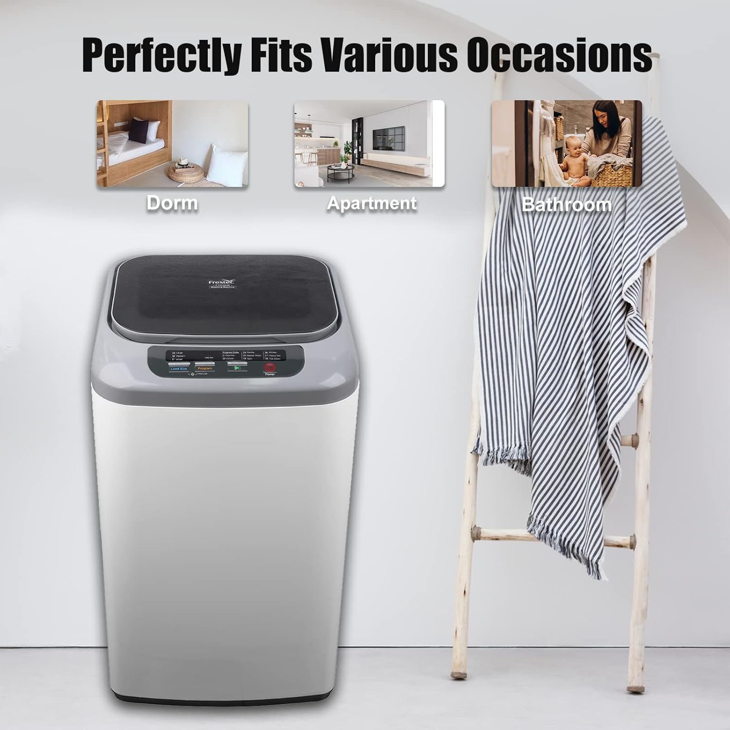 Frestec Portable Washing Machine in various settings