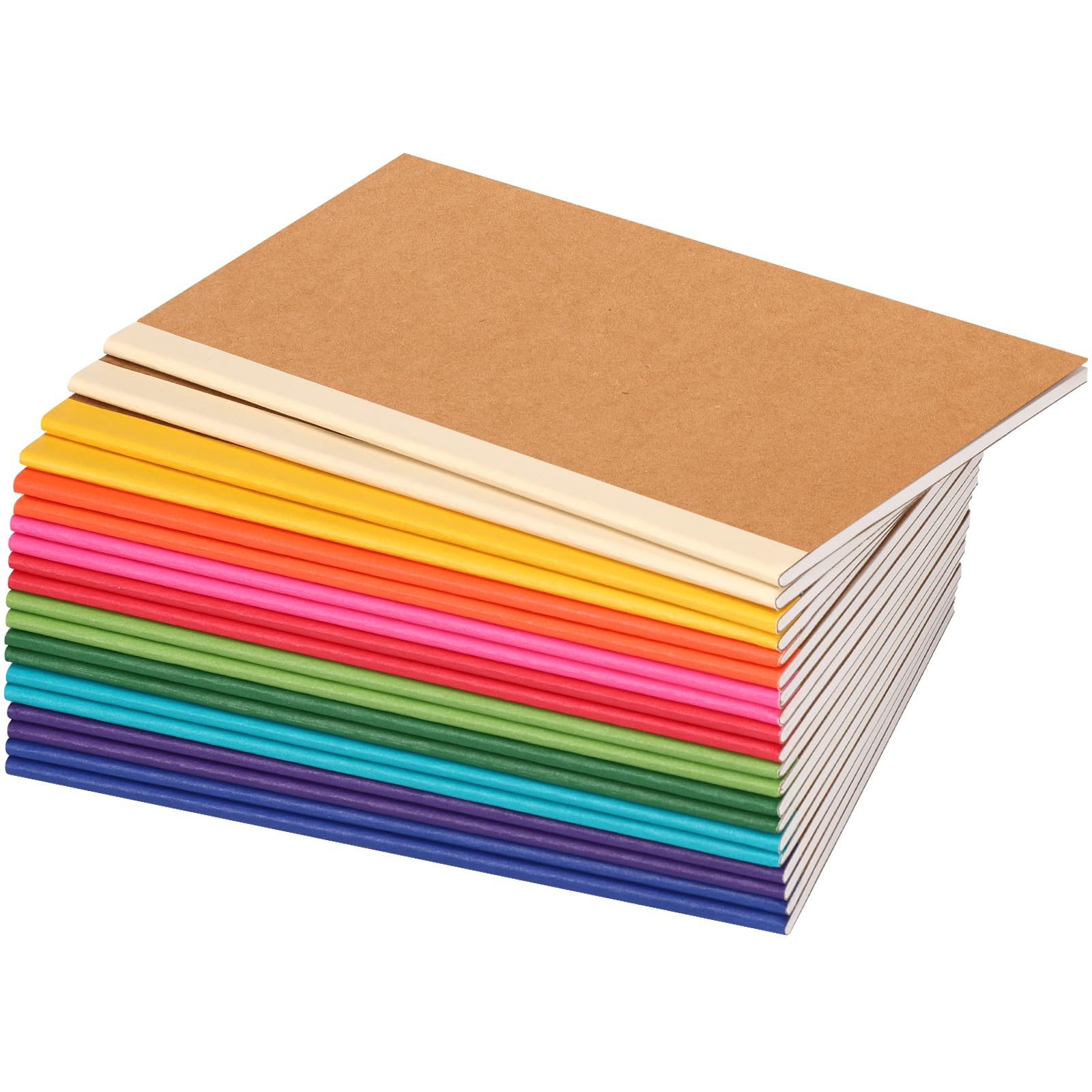 LABUK 20pcs Notebooks Bulk, A5 Kraft Lined Journals Bulk, Rainbow Composition Journal, 12 Colors 60 Pages for Journaling, Writing, School, Kids Gift