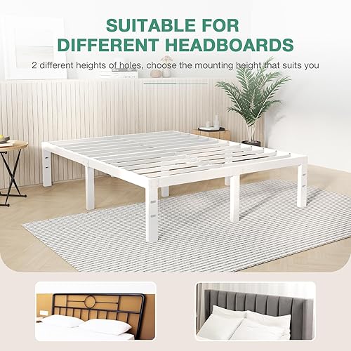 Miniatura 115 de Novilla - Base de cama matrimonial, plataforma de metal de 14 pulgadas, con espacio de almacenamiento debajo de la cama, soporte de listones de