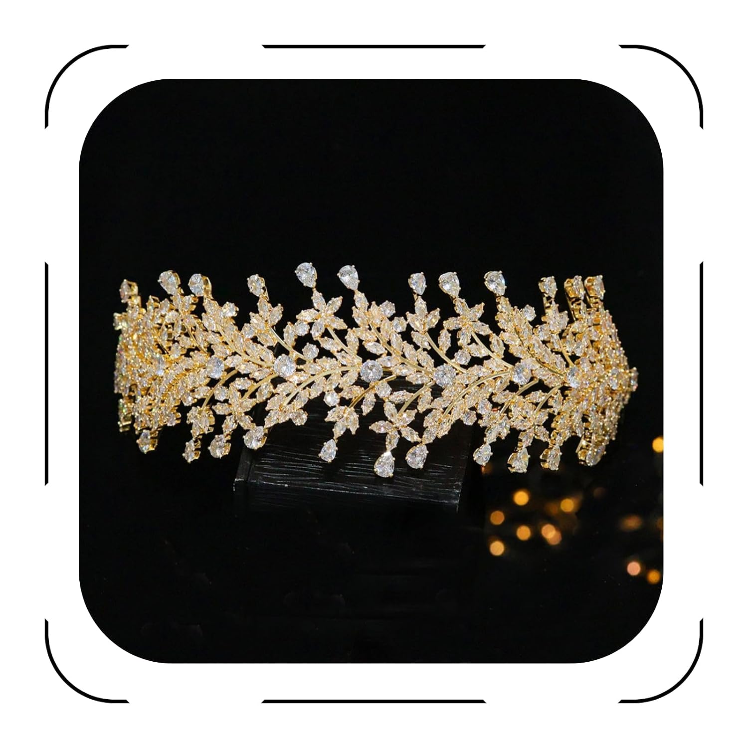 Jorsnovs Gold CZ Wedding Headpieces for Bridal Tiaras for Women Headbands Cubic Zirconia Sweet 16 Birthday Hair Accessories