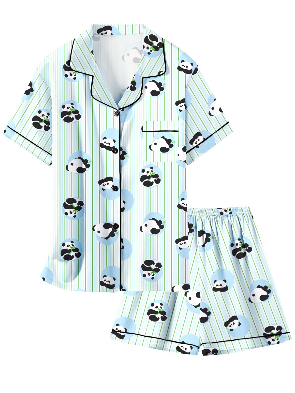 Girls &amp; Womens Satin Pajamas Set, Silk Button-Down Sleepwear 2 Piece Nightwear, 3 Years - Women XXL