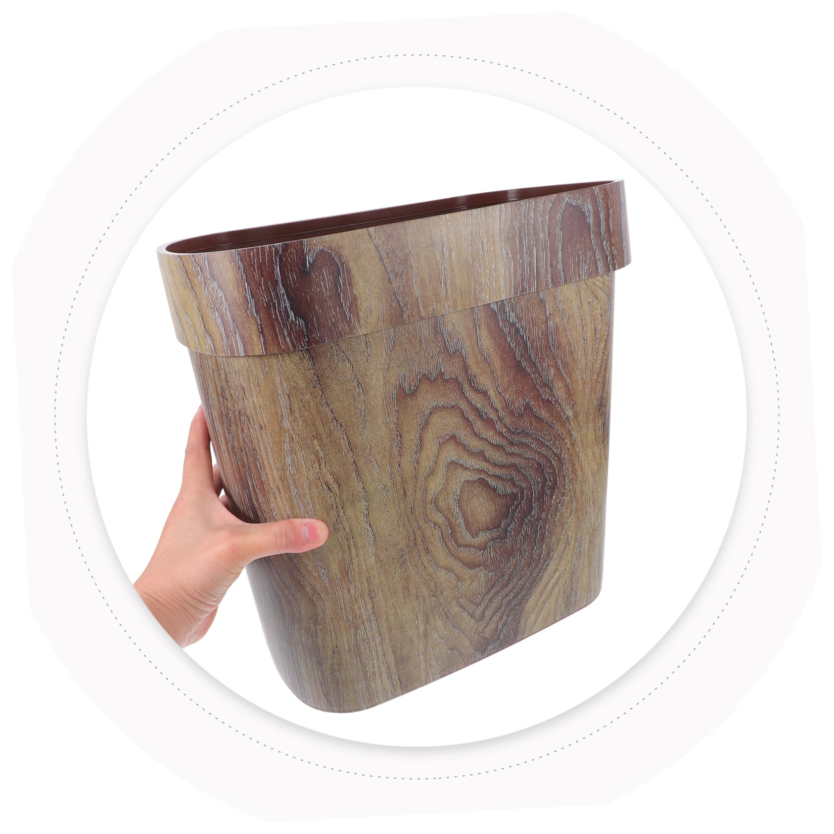 Cestino della Spazzatura a Forma Ellittica in Plastica Effetto Marmo | Design senza Coperchio, Bordo a Pressione Antiscivolo, per Bagno e Case Vacanza, Stile Semplice Moderno