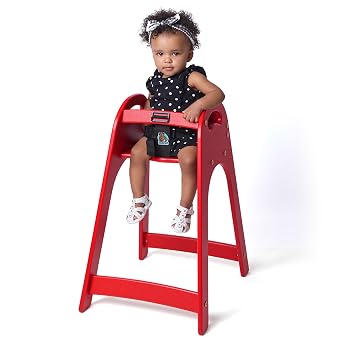 Koala Kare Designer High Chair Modern, Durable & Sanitary High Chair for Restaurants, Stackable Space Saver, Easy-to-Clean Design, Red Model KB105-03