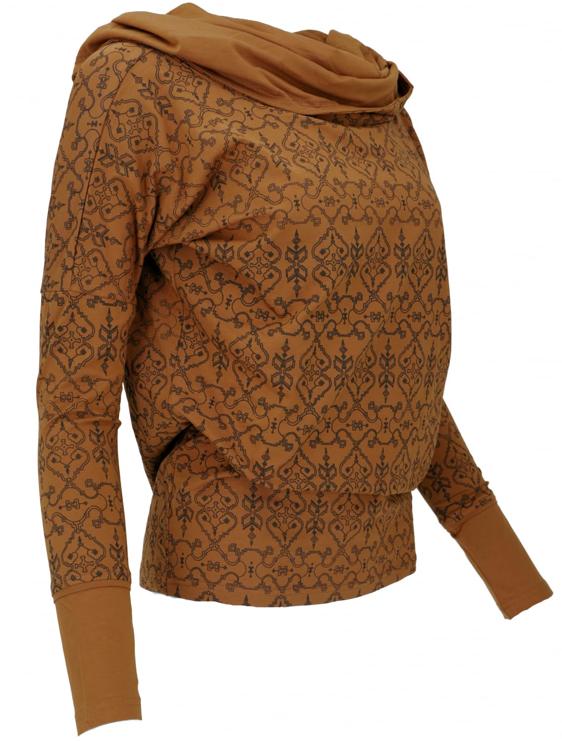 GURU SHOP Camiseta larga de algodón orgánico suelta, con capucha, para mujer, de manga larga y sudaderas alternativas