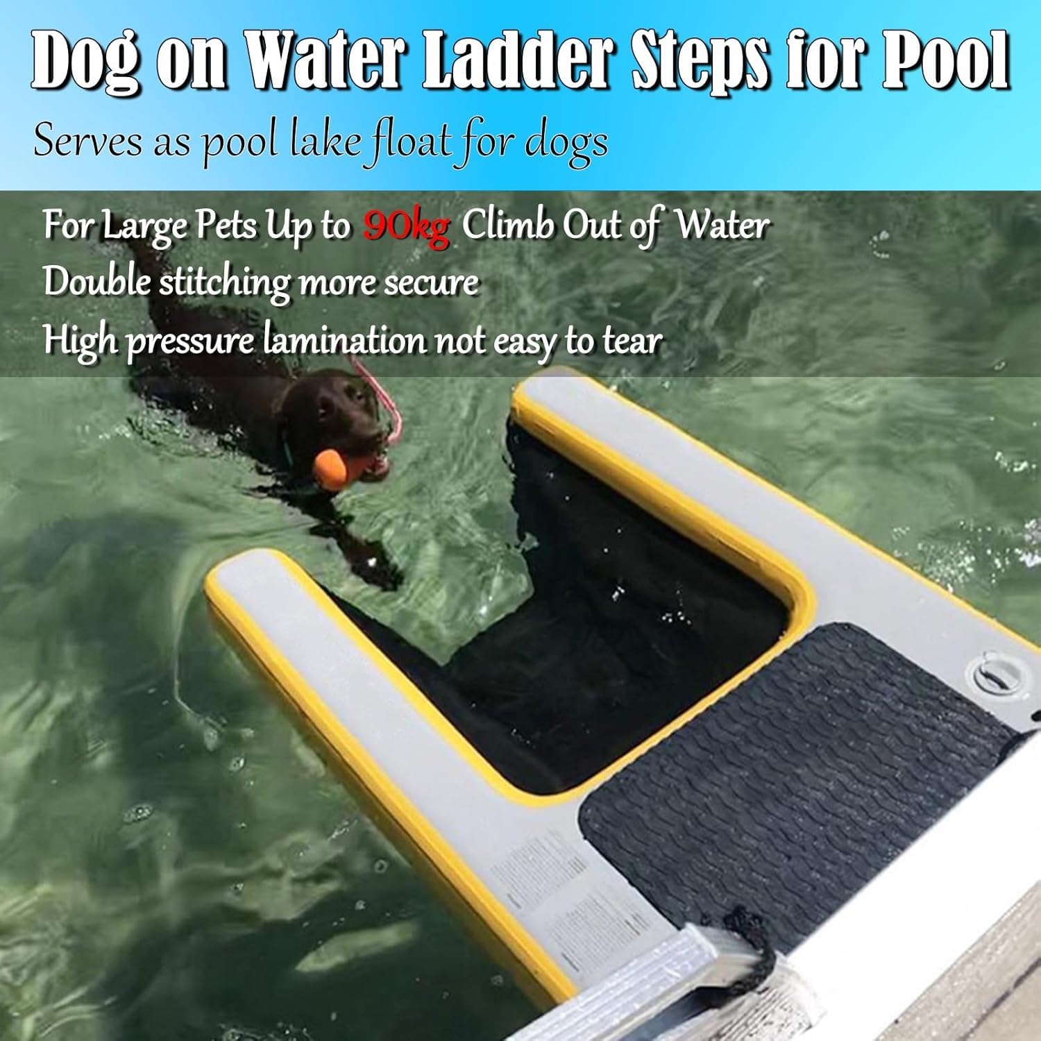 Rampa de agua inflable para perros, plataforma flotante de EVA antideslizante para un fácil acceso desde piscinas, lagos y muelles, soporta hasta 90 kg
