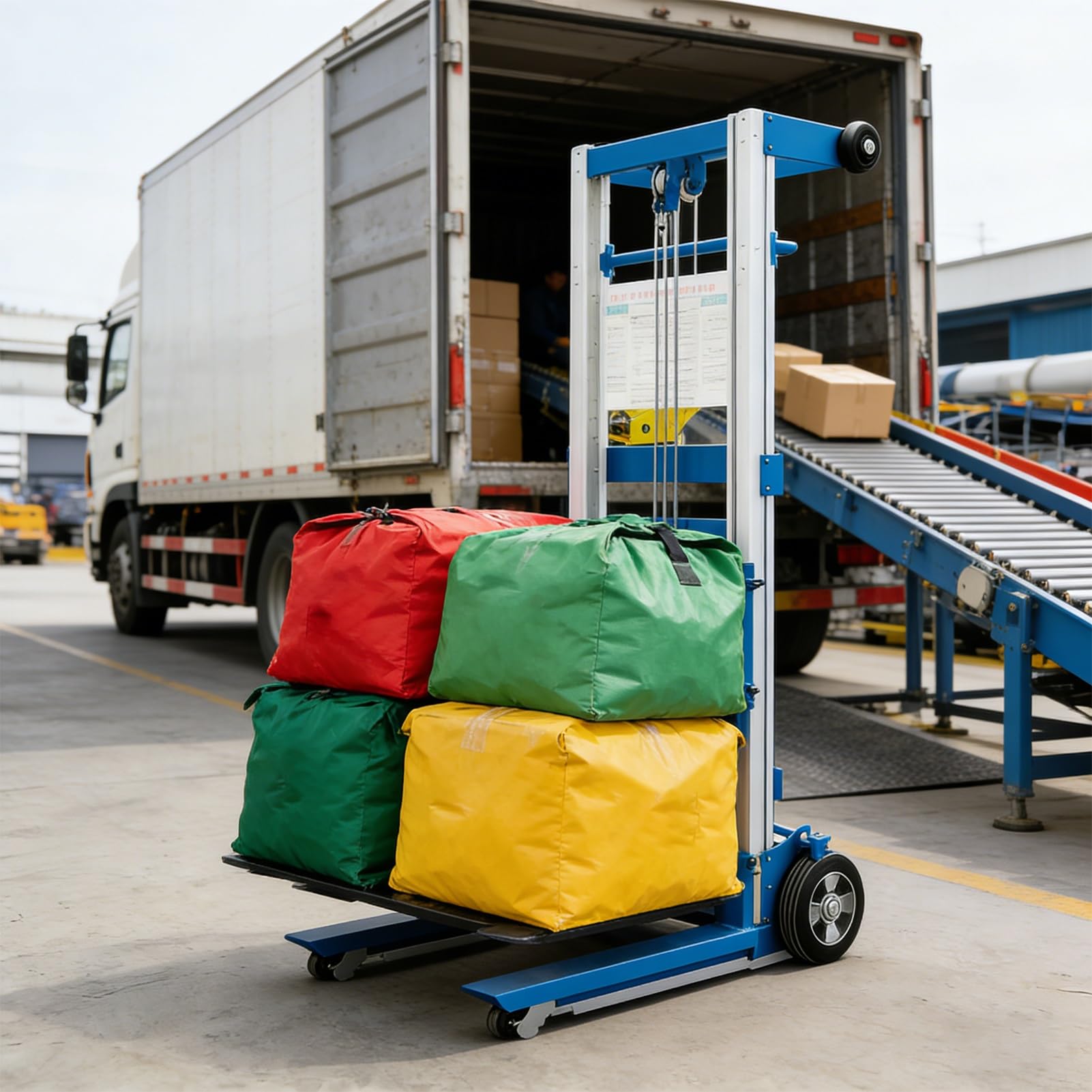 Impilatore di sollevamento materiale, carrello elevatore portatile, transpallet con capacità di carico massima di 550 libbre per la movimentazione di magazzino e logistica