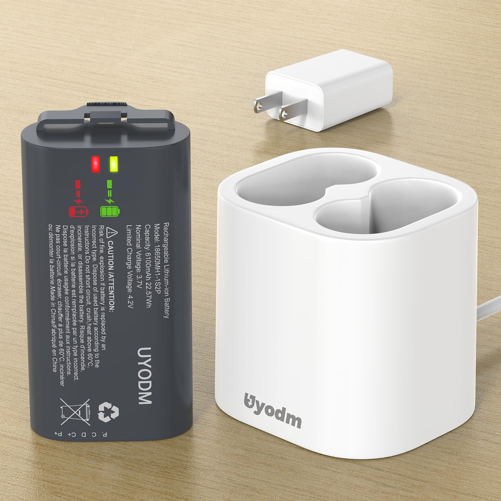 UYODM 6100mAh Replacement Battery with Charging Station for myQ Smart Garage Video Keypad, Dual Port Charger for myQ Video Keypad Only