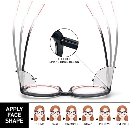 Miniatura 6 de DXYXYO Lentes de lectura estilo Oprah de gran tamaño para mujer, bloqueo de luz azul, elegantes lectores con bisagra de resorte