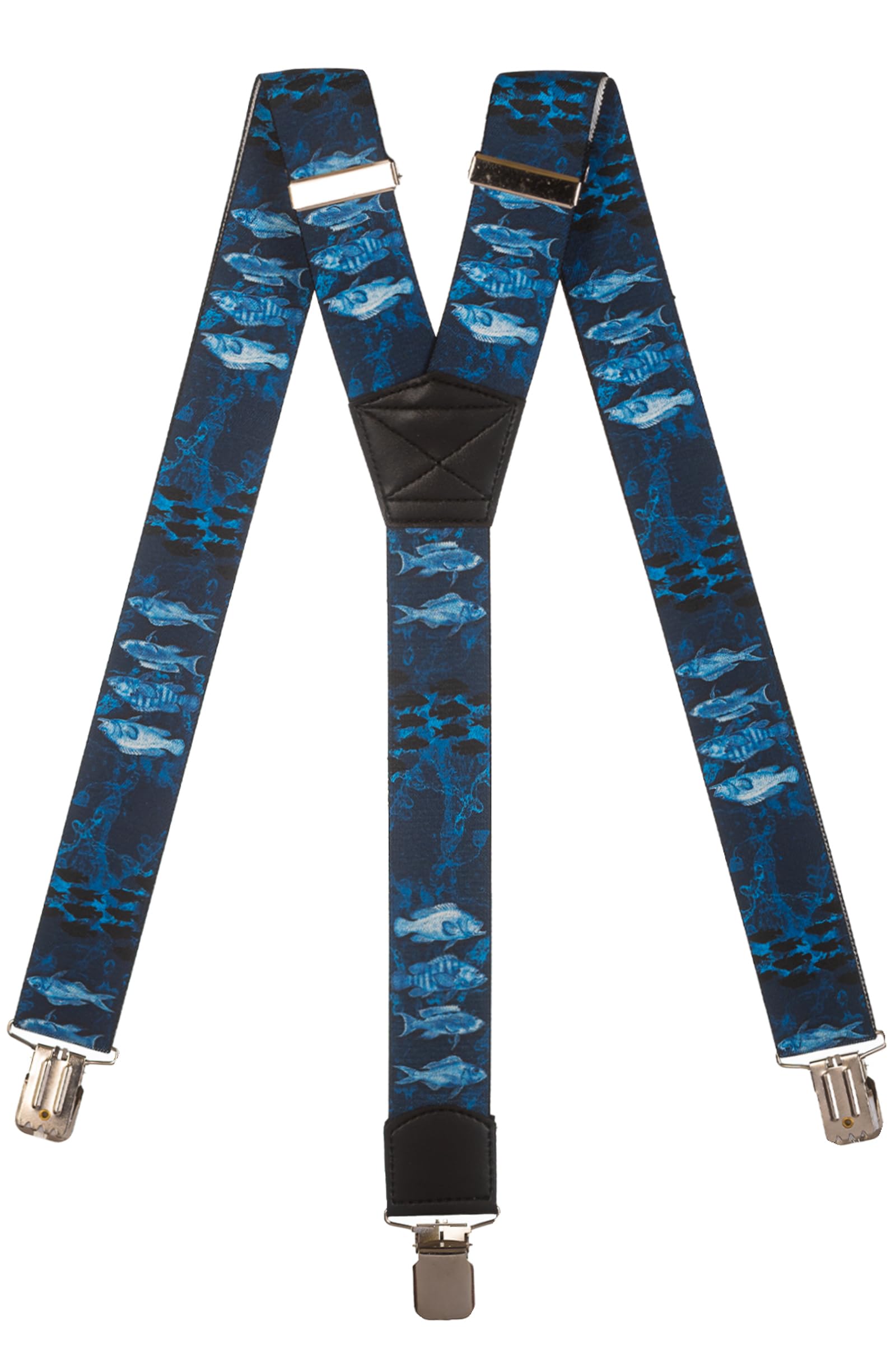 Olata Men's Fish D Heavy Duty Printed Y-Shape Braces/Suspenders, 4Cm