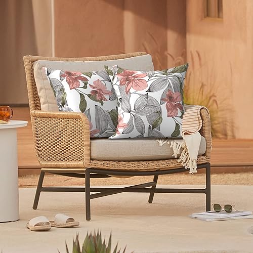 Miniatura 4 de TWLEAR Almohadas de exterior para muebles de patio de 18 x 18 pulgadas, almohadas cuadradas para exteriores con insertos, almohadas decorativas para