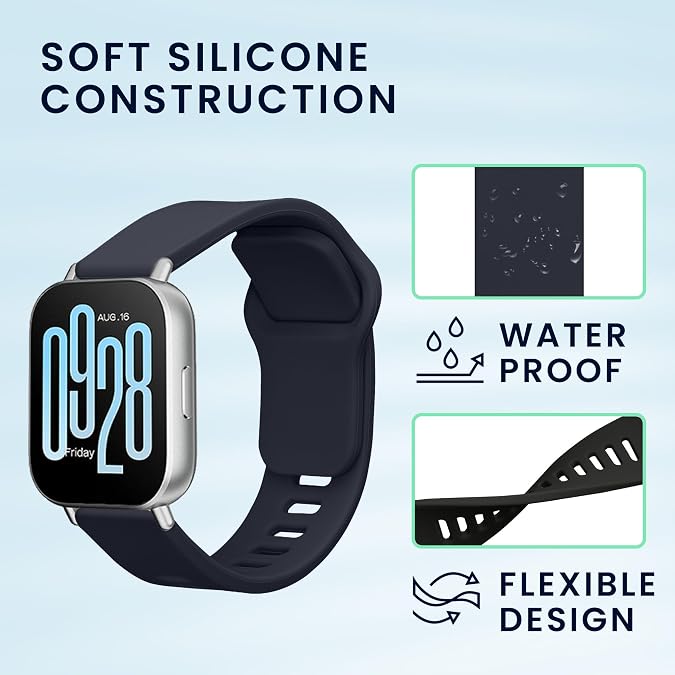 kwmobile Straps Compatible with Xiaomi Redmi Watch 5 Active/Watch 5 Lite Straps - 2x Replacement Silicone Watch Bands