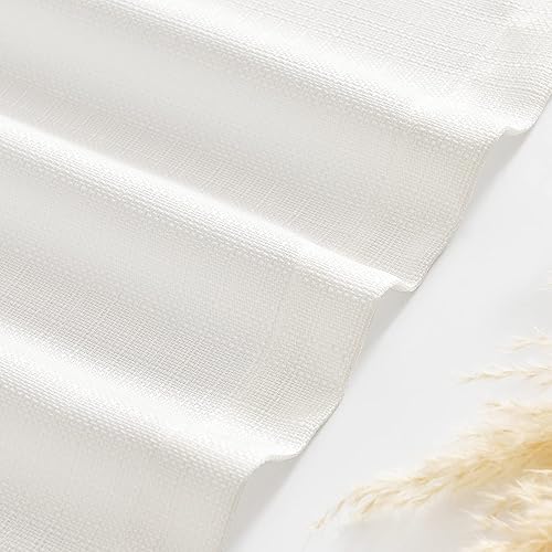 Miniatura 6 de COLLACT Juego de cortinas de cocina con textura de lino, cortinas cortas blancas para ventana de cafetería, 24 pulgadas de largo, para baño,