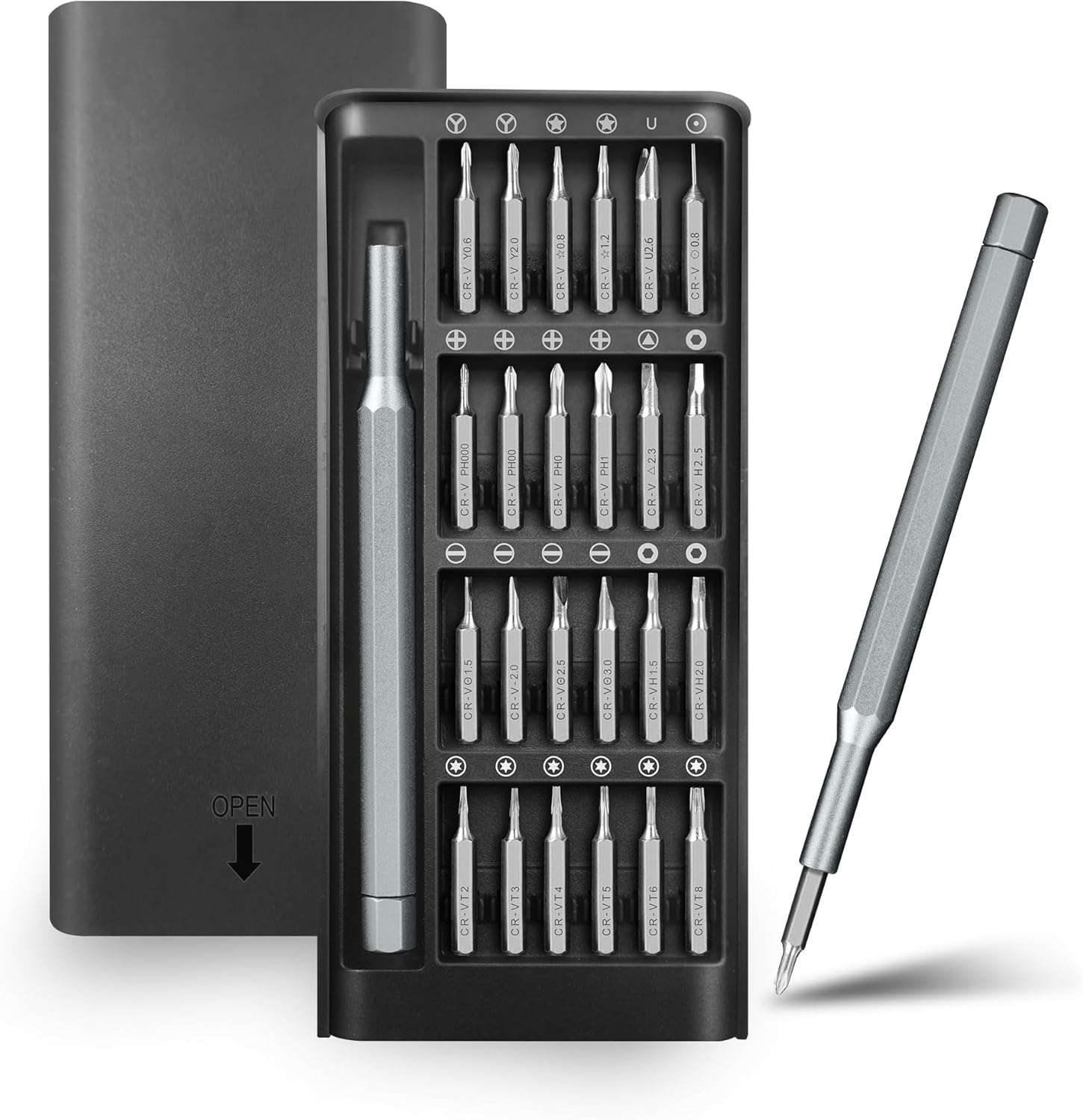 24-in-1 Professional Precision Magnetic Screwdriver Set, Small Screw Driver Set Kit for Fixing Electronics, Mini Tool Kits for Computer Repair, Phone, Watch, Laptop, PCs, Eyeglass- Alloy Tool Steel