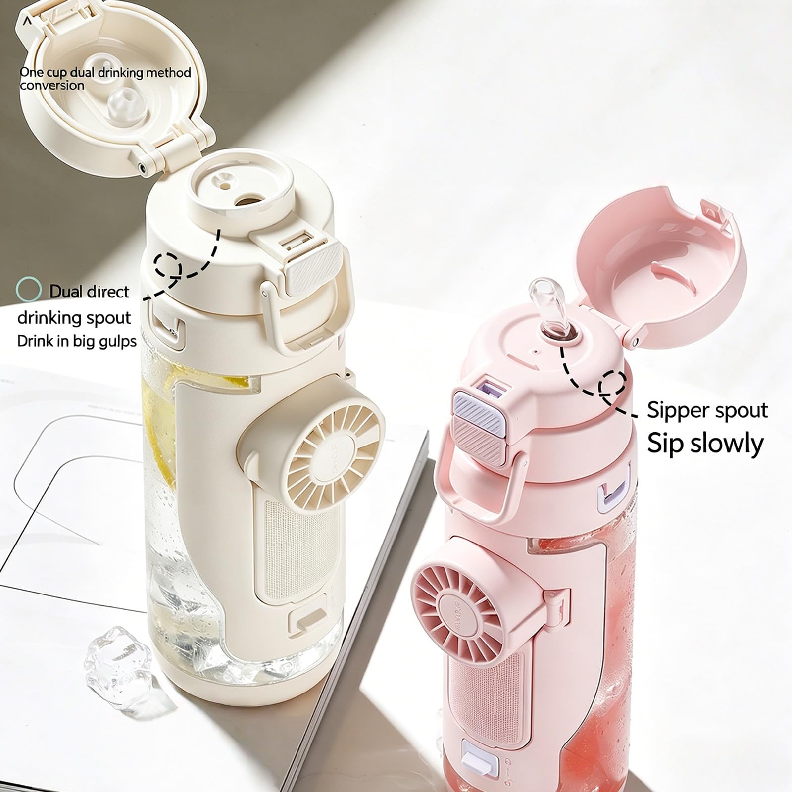 Trinkflasche mit zwei Trinkmodi und individuell, Light Green