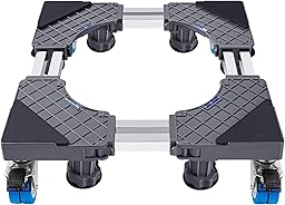 Base universale per lavatrice: base regolabile per lavatrice, asciugatrice, frigorifero da 45-68 cm (tubo d'acciaio a doppio strato + 4 ruote + 8 piedi (400 kg))